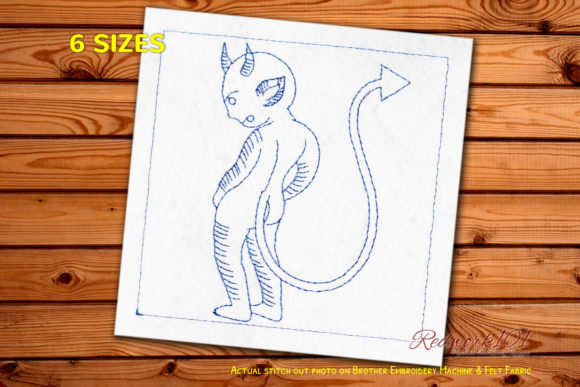 Devil with Tail Redwork: A Seasonal Embroidery Review