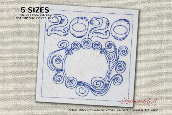 New Year Abstract Pattern Redwork